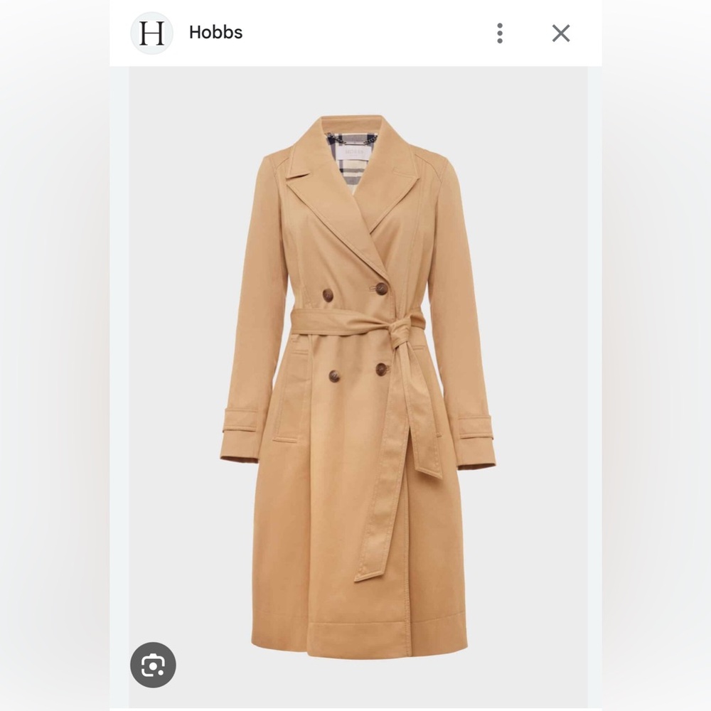 NWT Hobbs Ashleigh Trench Coat, size US10, fawn beige